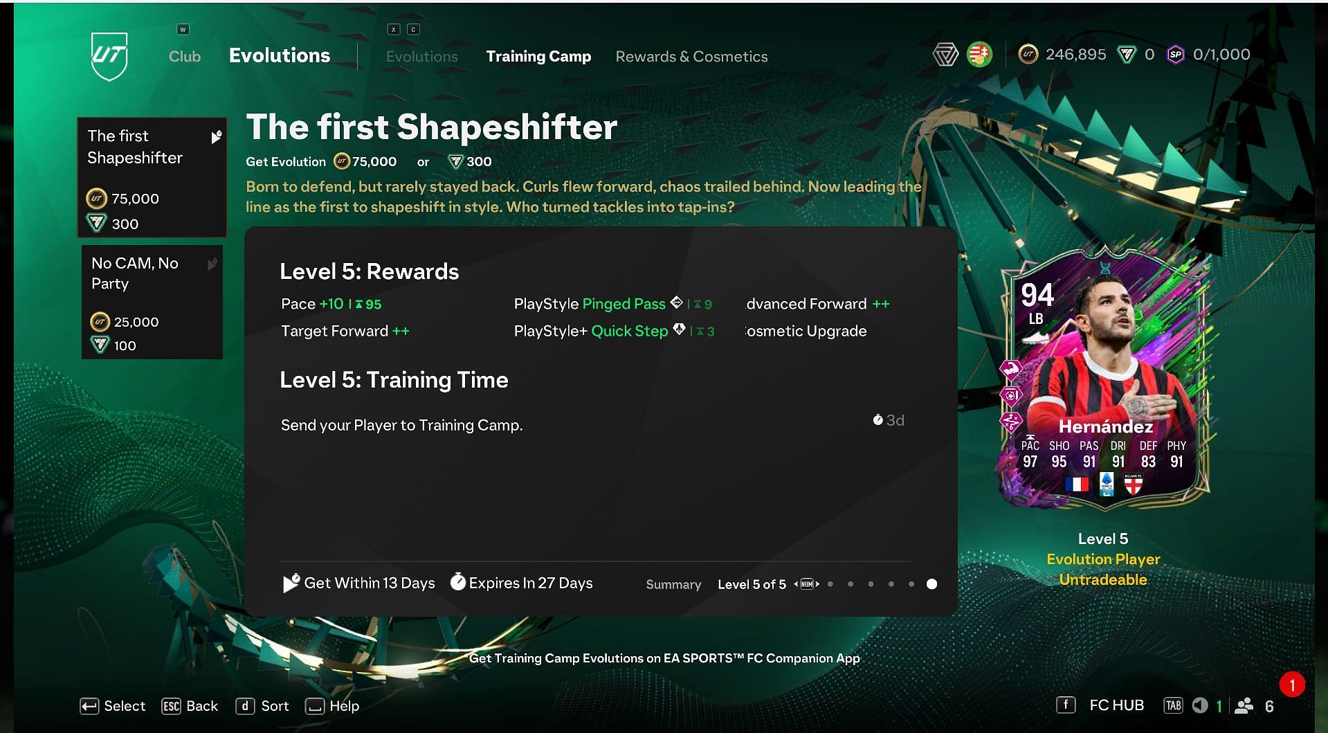 The first Shapeshifter EVO all upgrade levels (Image via EA Sports)